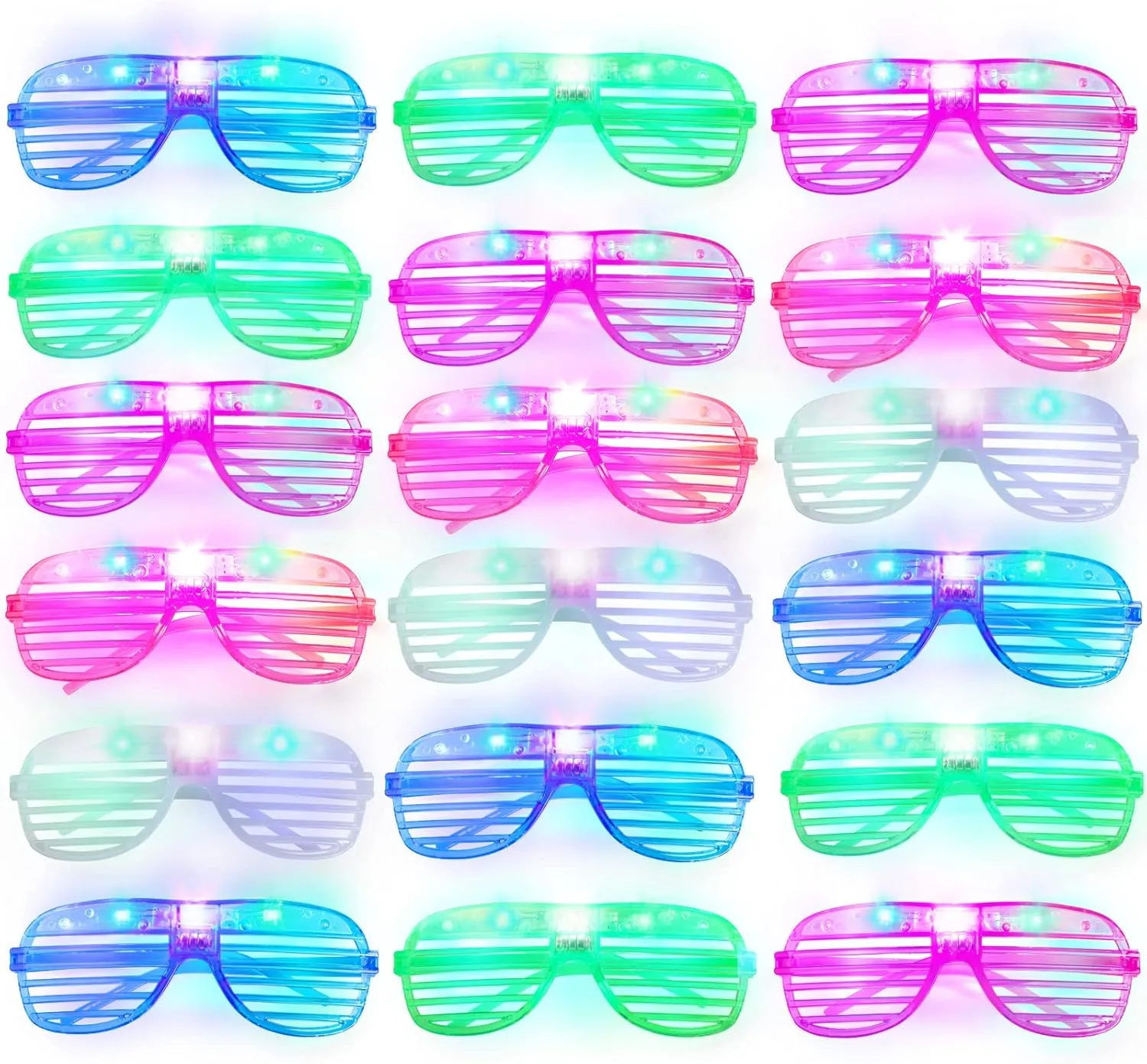 15 Pack Light Up Glasses 5 Colors Glow in The Dark LED Glasses Party Supplies for Kids Adults 80s Shutter Shades Neon Party Favors
