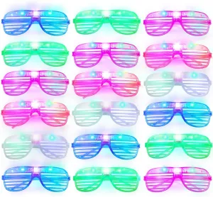 15 Pack Light Up Glasses 5 Colors Glow in The Dark LED Glasses Party Supplies for Kids Adults 80s Shutter Shades Neon Party Favors