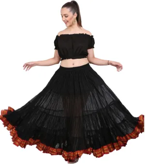 25 Yard American Tribal Style Dance Cotton Tiered Flounce Maxi Full Skirt