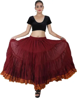 25 Yard American Tribal Style Dance Cotton Tiered Flounce Maxi Full Skirt