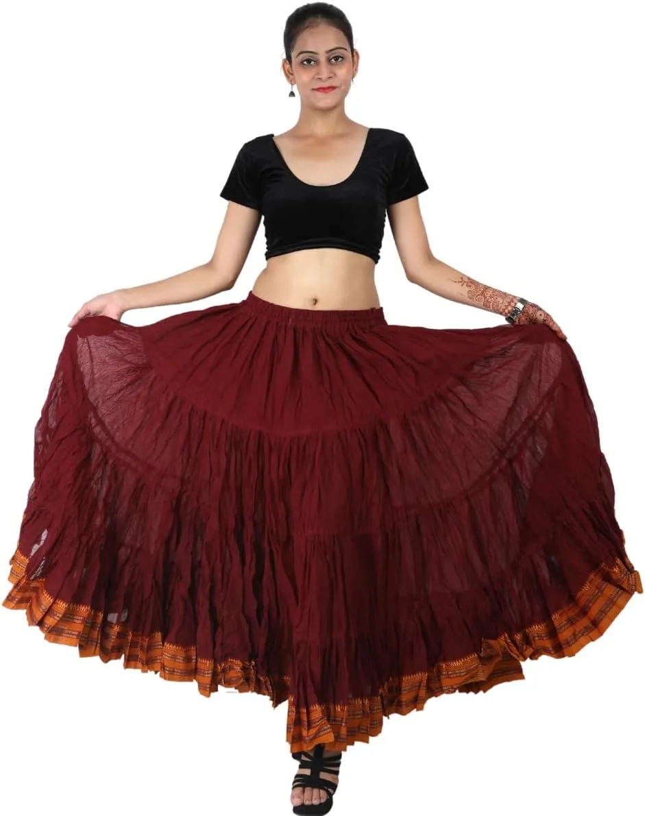 25 Yard American Tribal Style Dance Cotton Tiered Flounce Maxi Full Skirt