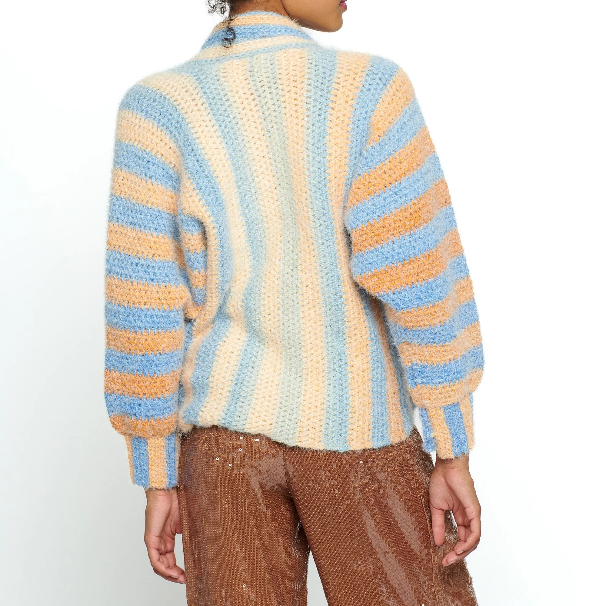 Caron Vertical Stripes Crochet Cardigan