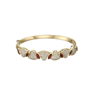 Diamonds and Rubies Lotus Bangle