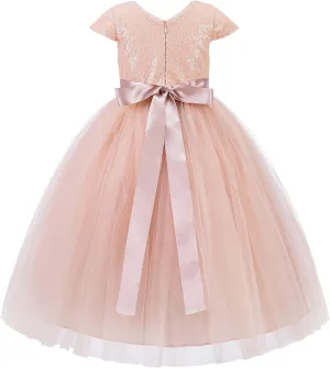 ekidsbridal Cap Sleeves Sequin Flower Girl Dress Photoshoot Dresses for Toddler Girl 211