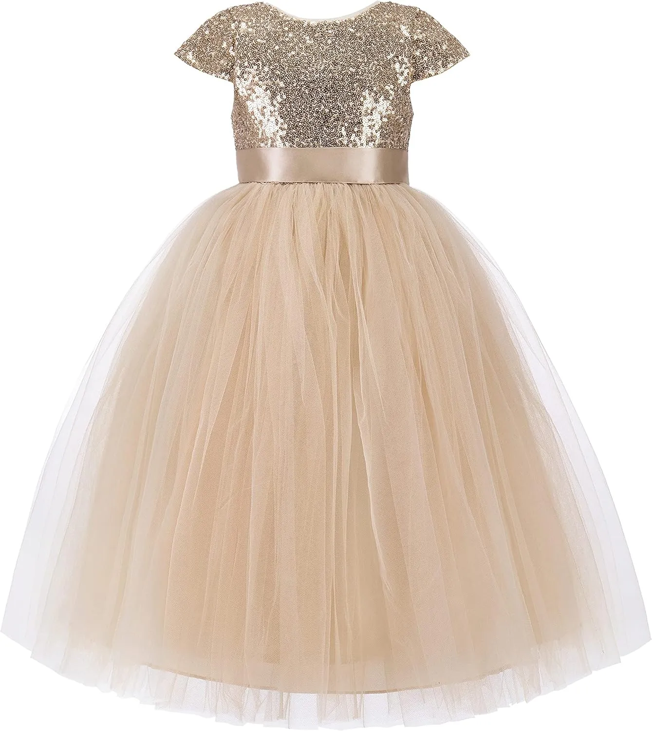 ekidsbridal Cap Sleeves Sequin Flower Girl Dress Photoshoot Dresses for Toddler Girl 211