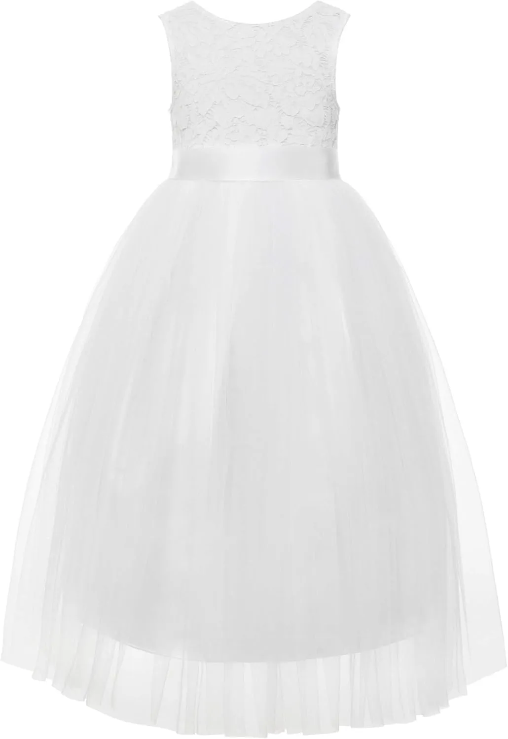 ekidsbridal Scalloped Lace Back Flower Girl Dress Daily Gown Birthday Party Holiday 207R