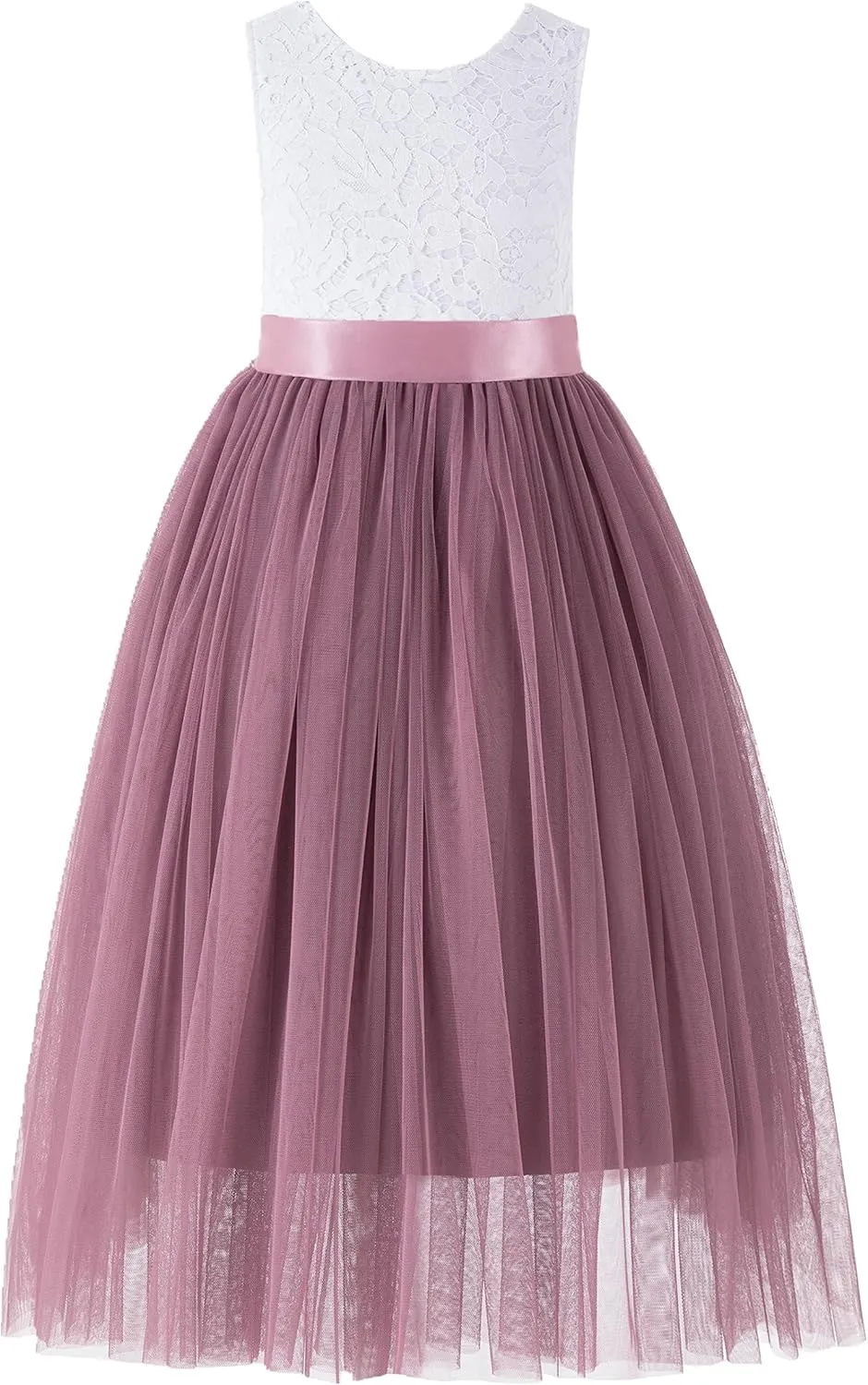 ekidsbridal Scalloped Lace Back Flower Girl Dress Daily Gown Birthday Party Holiday 207R