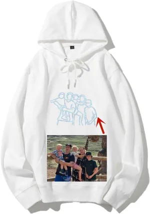 Family Portrait From Photo Embroidered Custom Hoodie Unisex Design Your Own Family Matching Sweatshirt