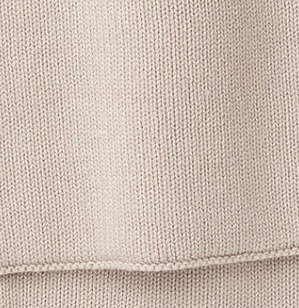 Garter stitch sweater knit baby blanket in taupe