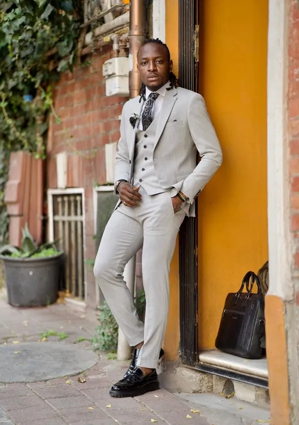 GentWith Sioux Light Gray Slim Fit Notch Lapel Suit - GENT WITH