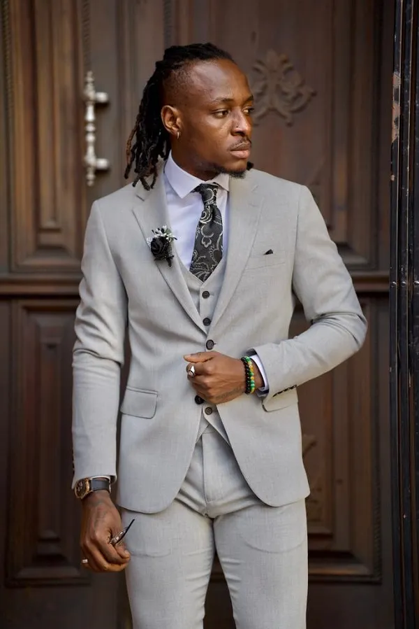 GentWith Sioux Light Gray Slim Fit Notch Lapel Suit - GENT WITH