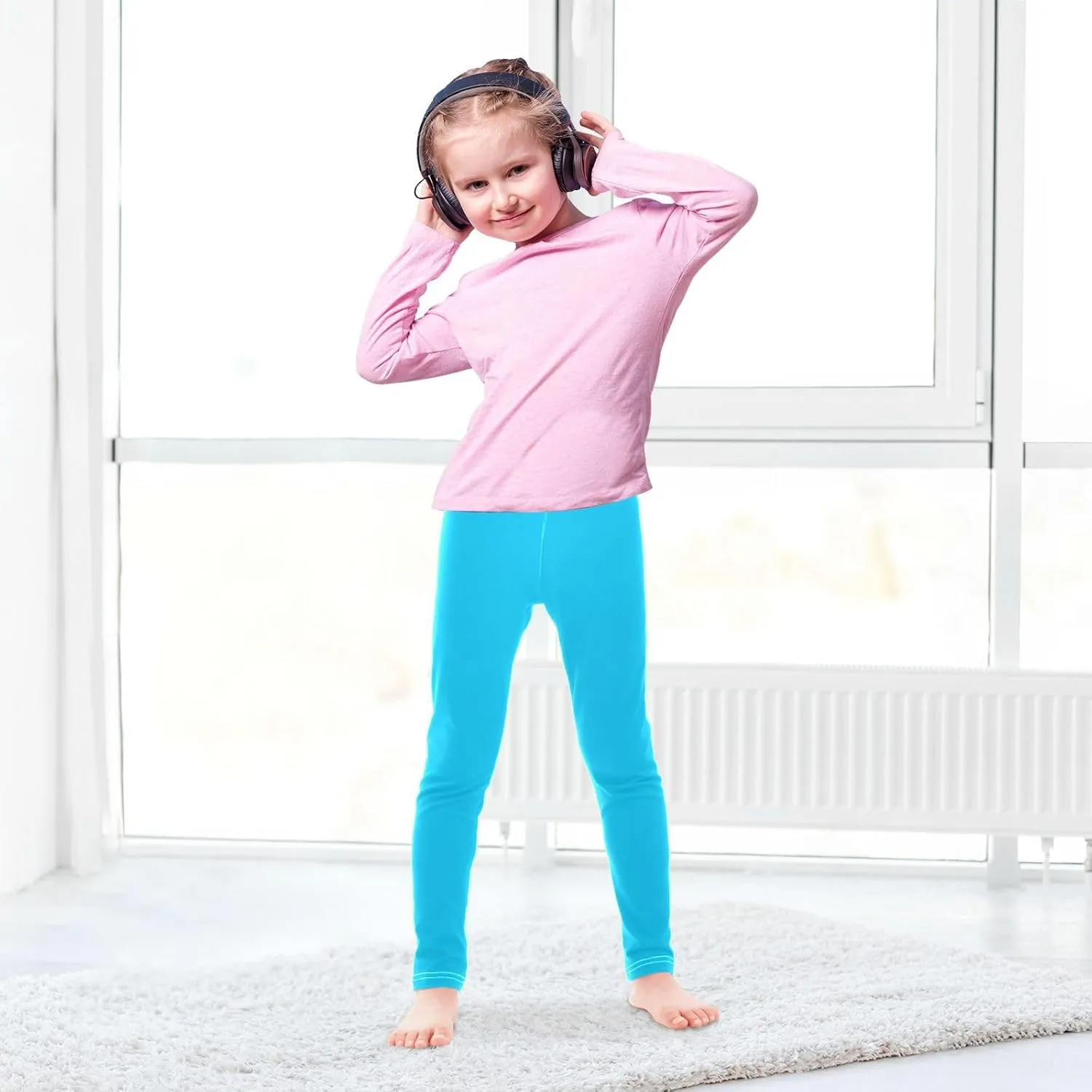 Girls' Leggings Bright Sky Blue Toddler Kids Stretch Yoga Pants Tights Dance Athletic Long Pants 5T