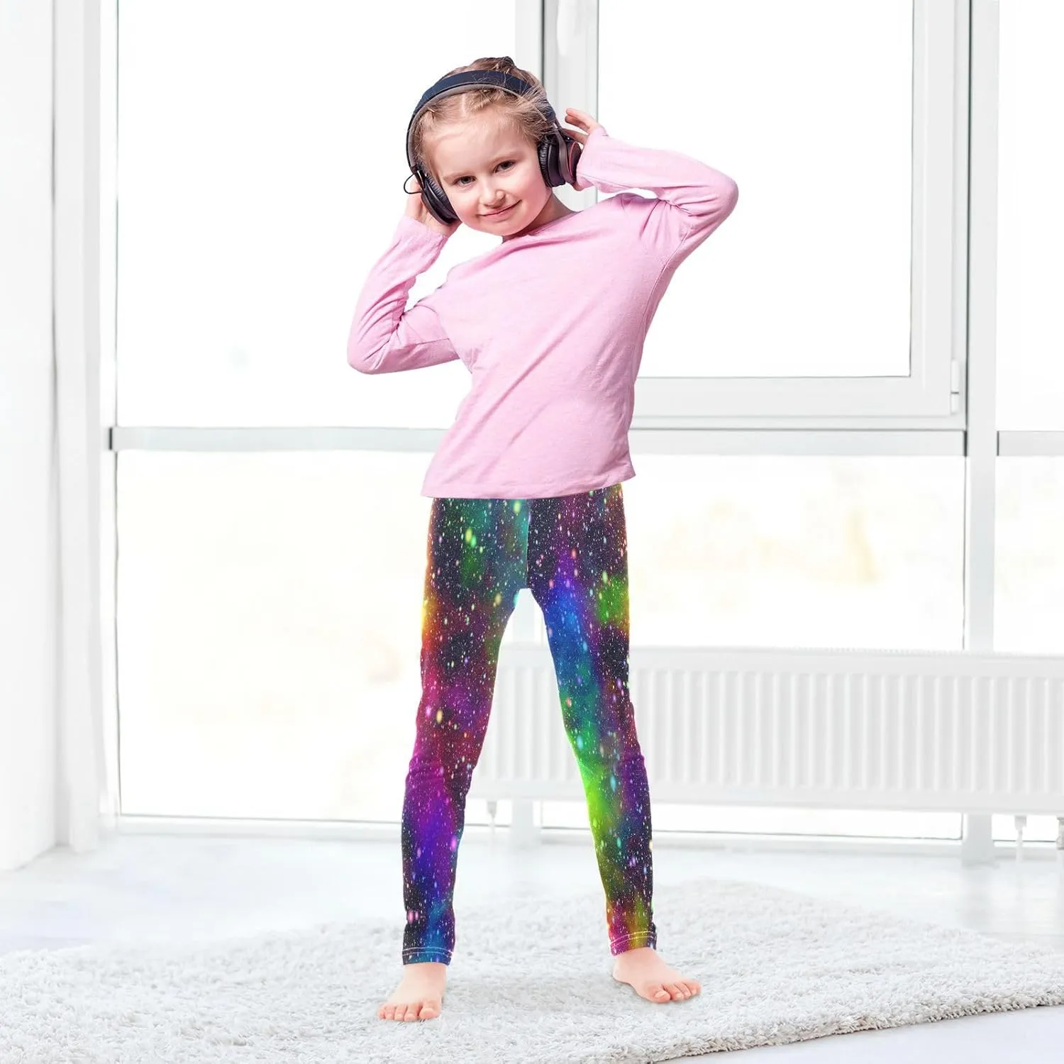 Girls' Leggings Bright Space Sparkling Galaxy Toddler Kids Stretch Yoga Pants Tights Dance Athletic Long Pants 4T