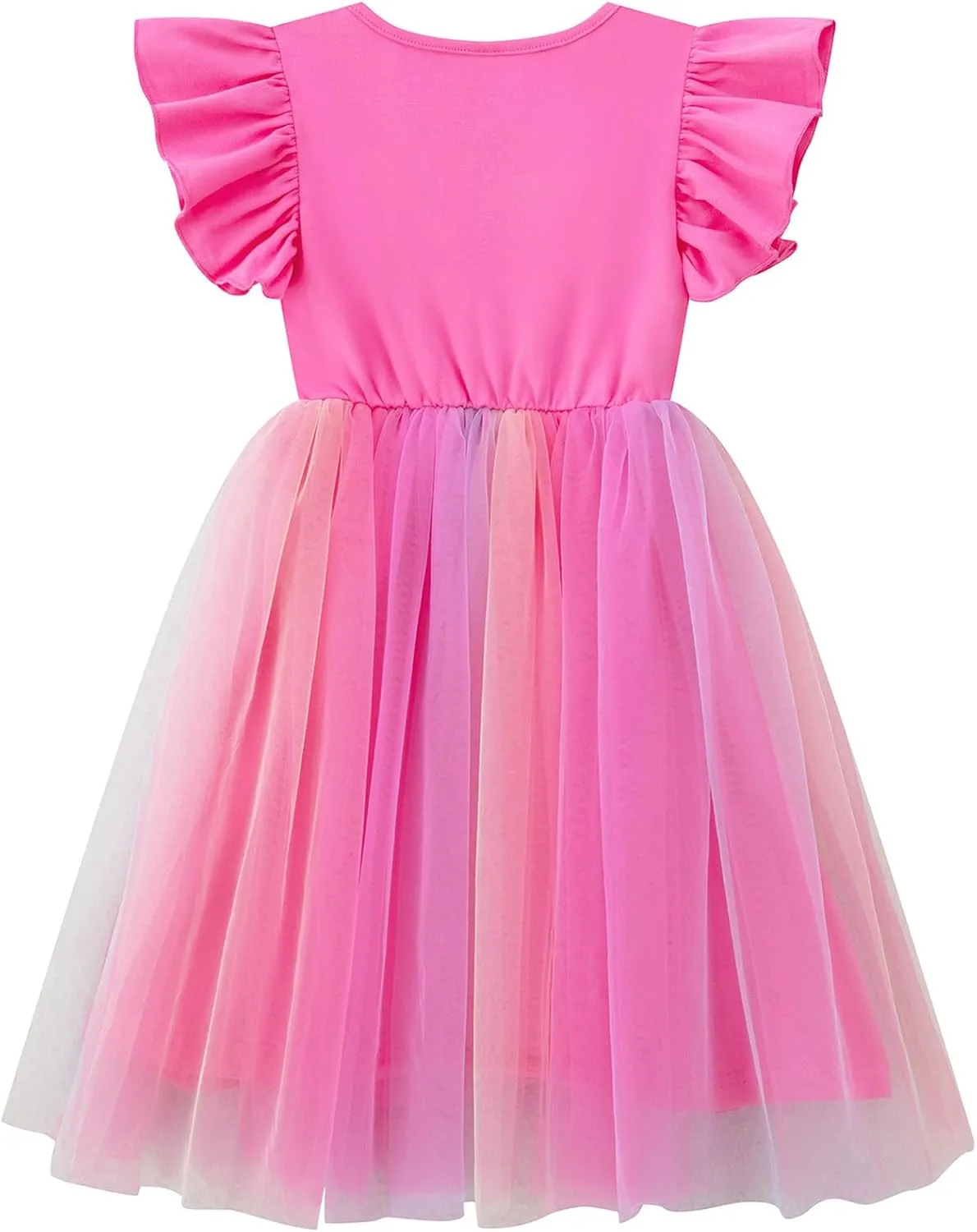 Girls Tutu Dress Toddler Ruffle Sleeve Princess Party Tulle Sundress