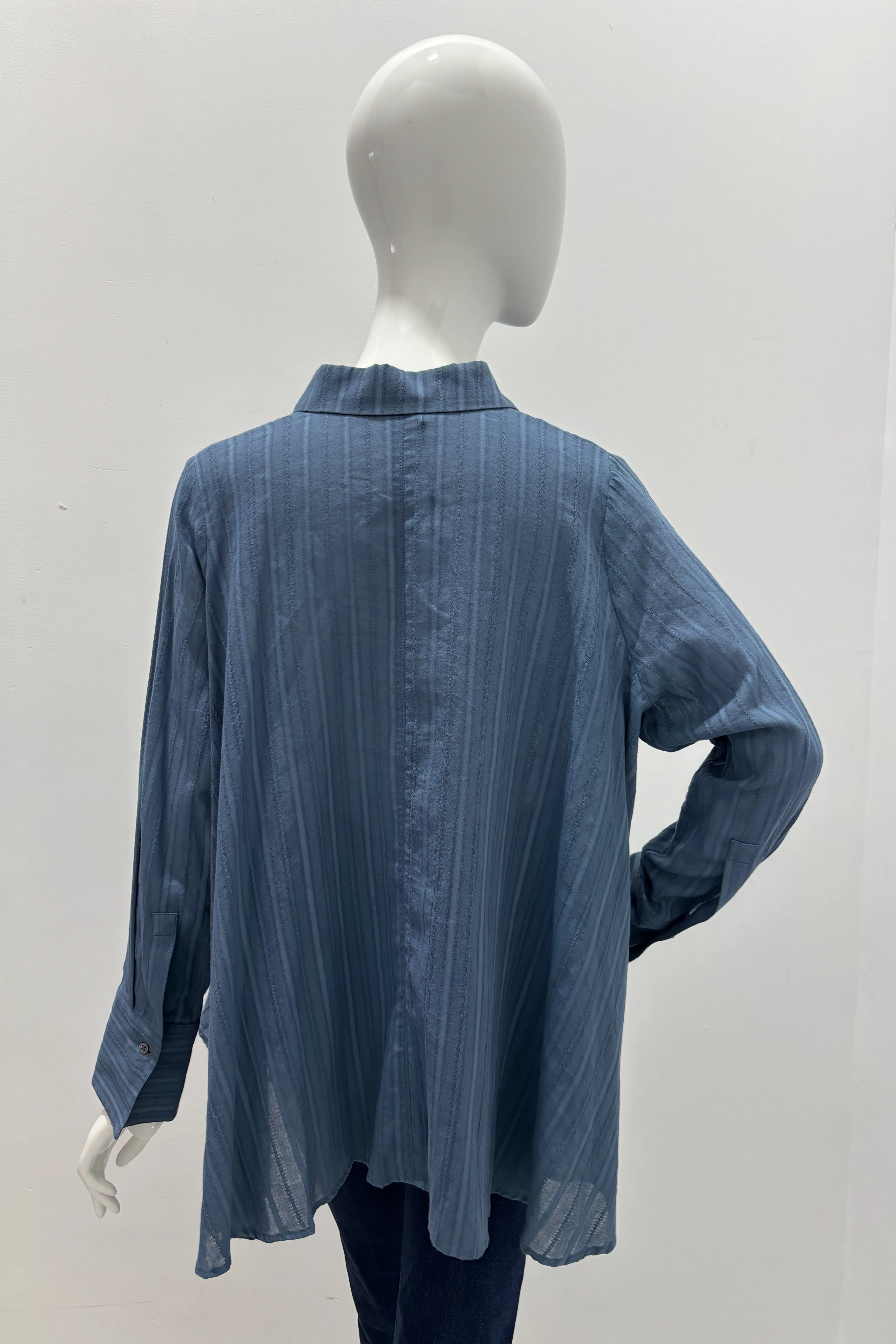 Hana San Hi-Low Hem Blouse with Hidden Buttons