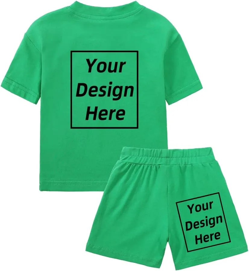Kids Tales Personalized Short Sleeve Outfits Set Add Your Own Text Design Youth 2Pcs Sportswear Boy Girl Custom Jogger Suits