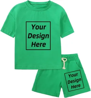 Kids Tales Personalized Short Sleeve Outfits Set Add Your Own Text Design Youth 2Pcs Sportswear Boy Girl Custom Jogger Suits