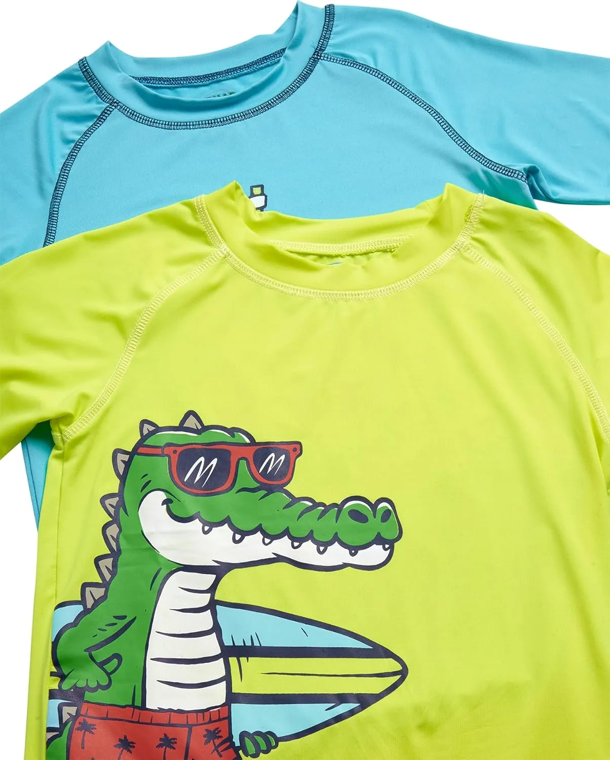 Little Boys Rash Guard Swim Set - 4-Piece Swim Shirt and Bathing Suit Trunks Set (2T-7)