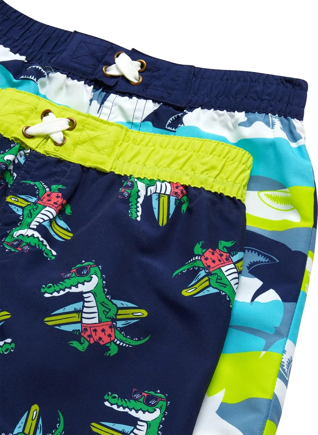 Little Boys Rash Guard Swim Set - 4-Piece Swim Shirt and Bathing Suit Trunks Set (2T-7)