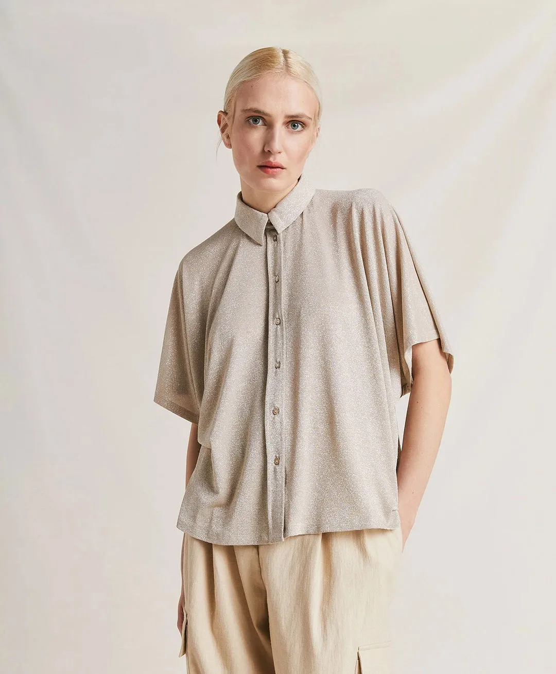 MOMONI - BROOKLYN LUREX JERSEY BLOUSE