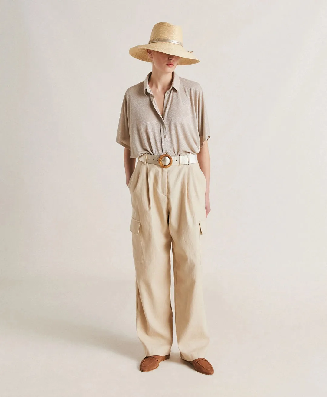 MOMONI - BROOKLYN LUREX JERSEY BLOUSE