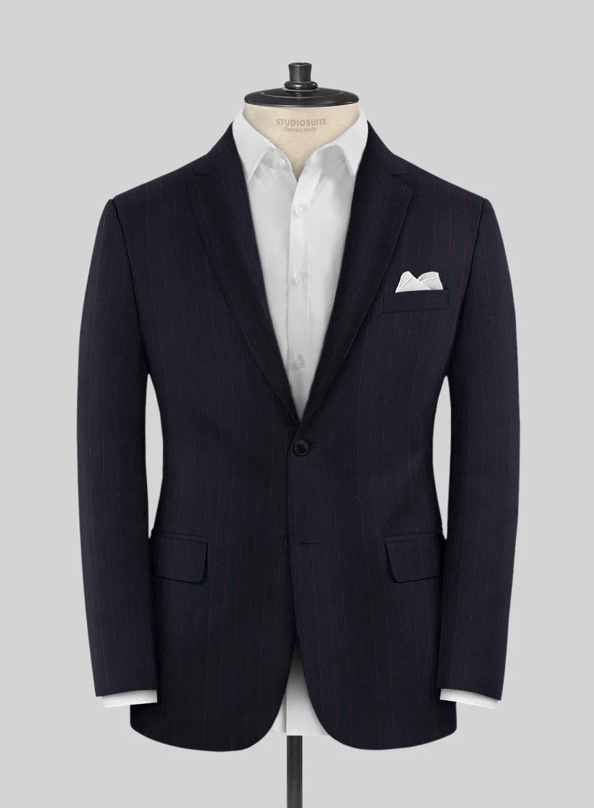 Navy Old World Stripe Wool Jacket