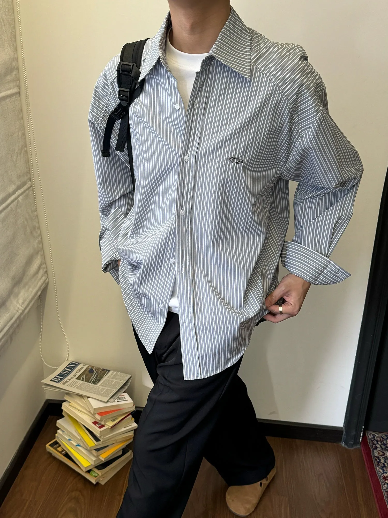 Nine Vertical Stripes Relaxed Fit Shirt