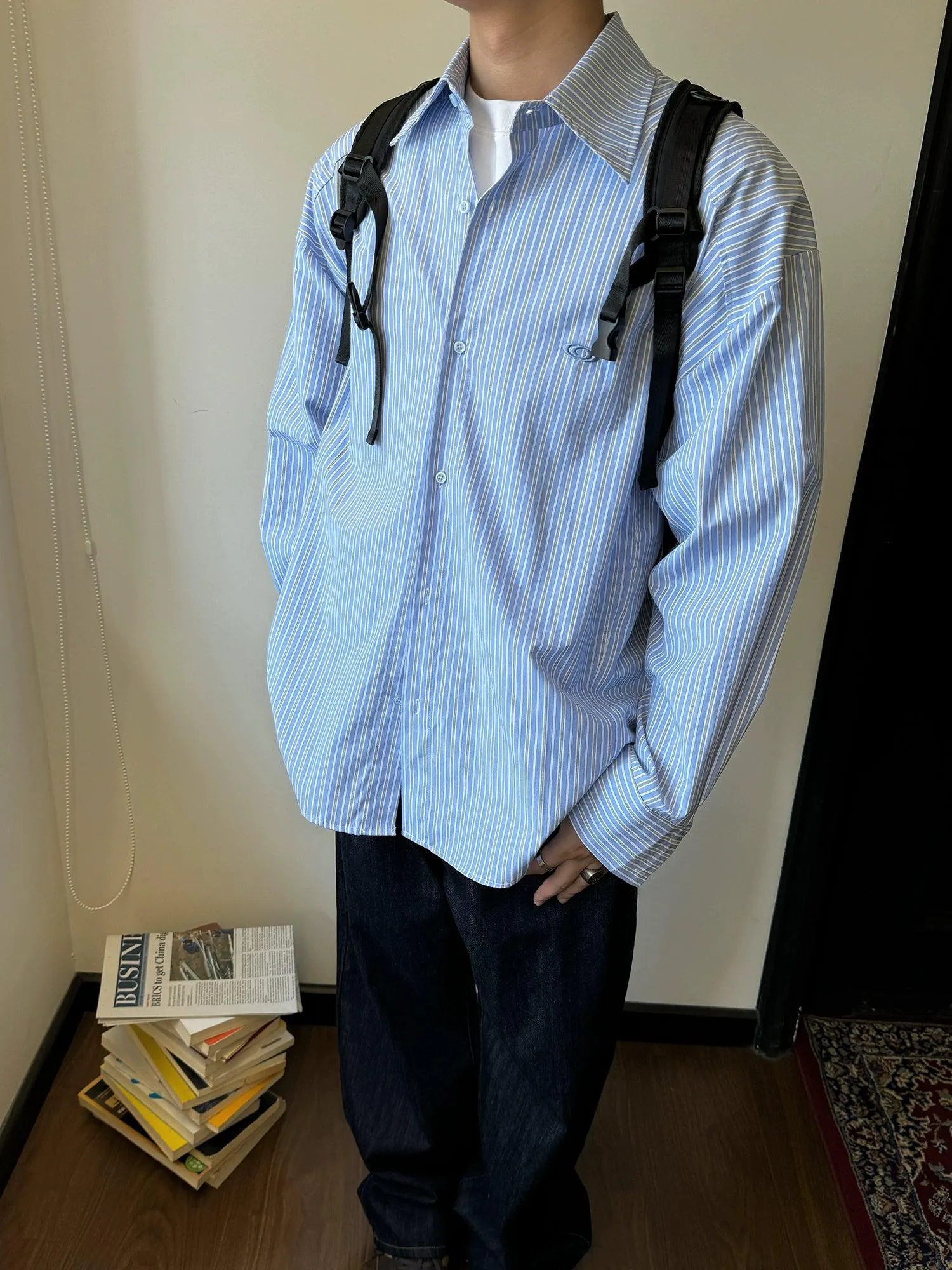 Nine Vertical Stripes Relaxed Fit Shirt