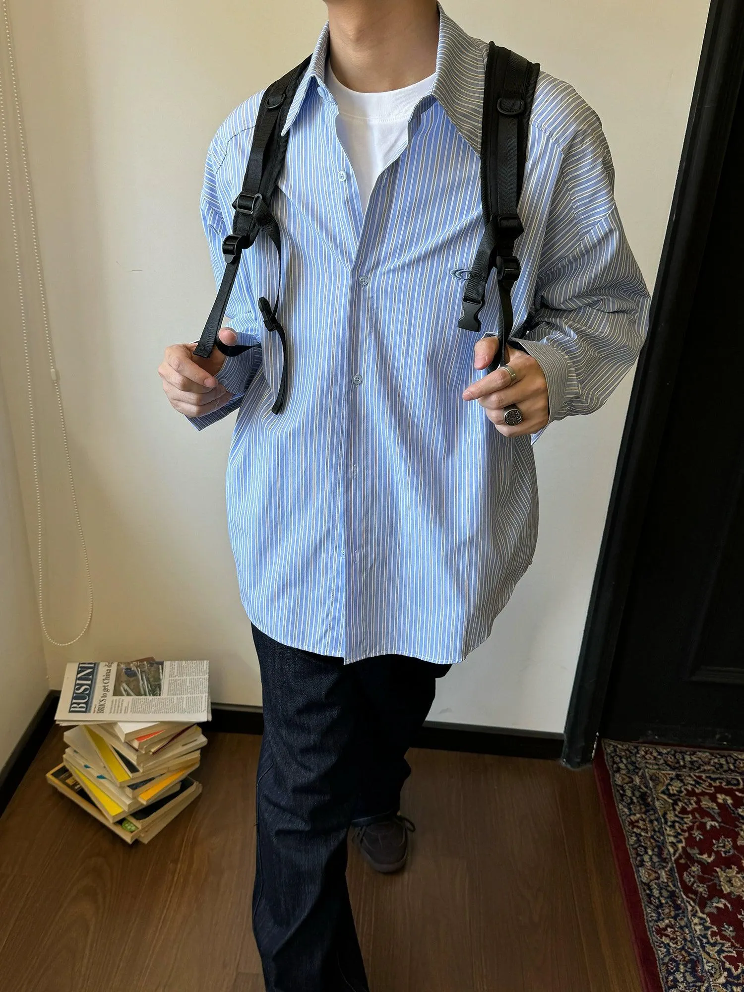 Nine Vertical Stripes Relaxed Fit Shirt