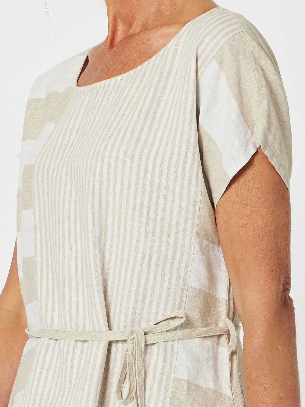 Patio Stripe Dress - Natural
