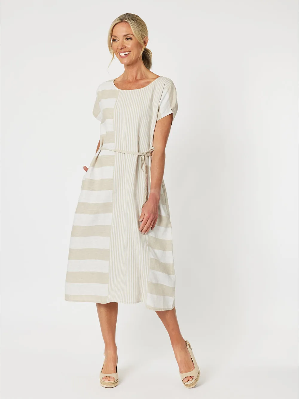 Patio Stripe Dress - Natural