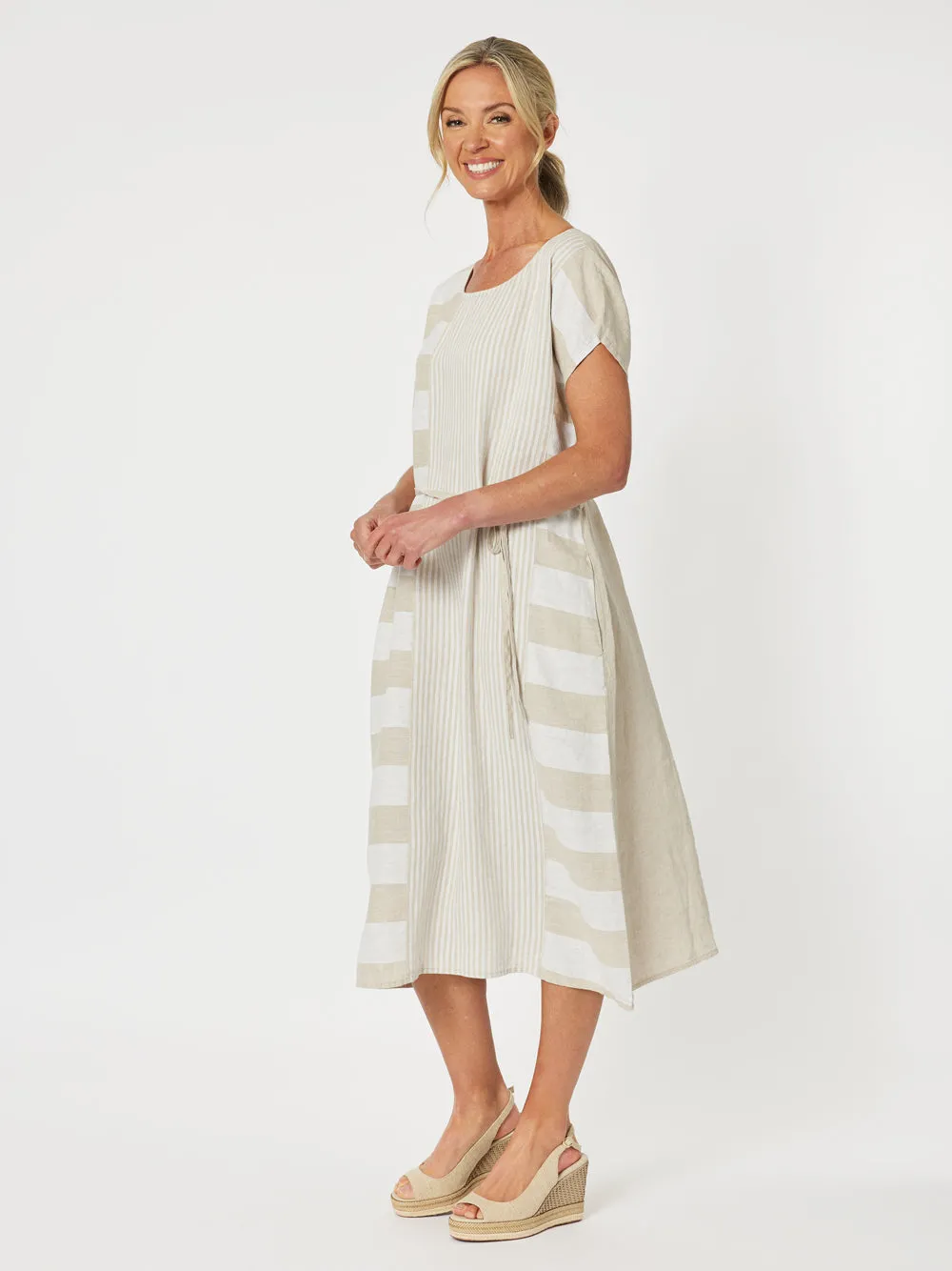Patio Stripe Dress - Natural