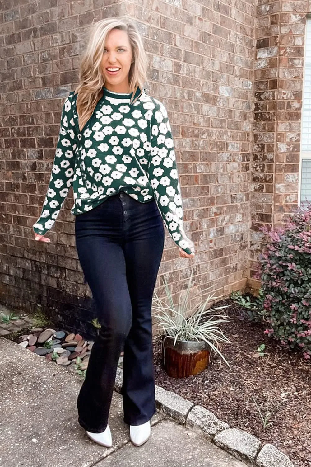 PRETTYGARDEN Women's Knit Floral Print Sweater Crewneck Long Sleeve Lightweight Pullover Sweatshirt
