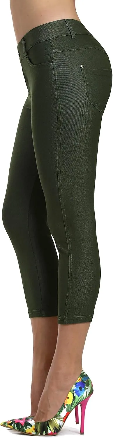 Prolific Health Women's Jean Look Jeggings Tights Slimming Many Colors Spandex Leggings Pants Capri S-XXXL