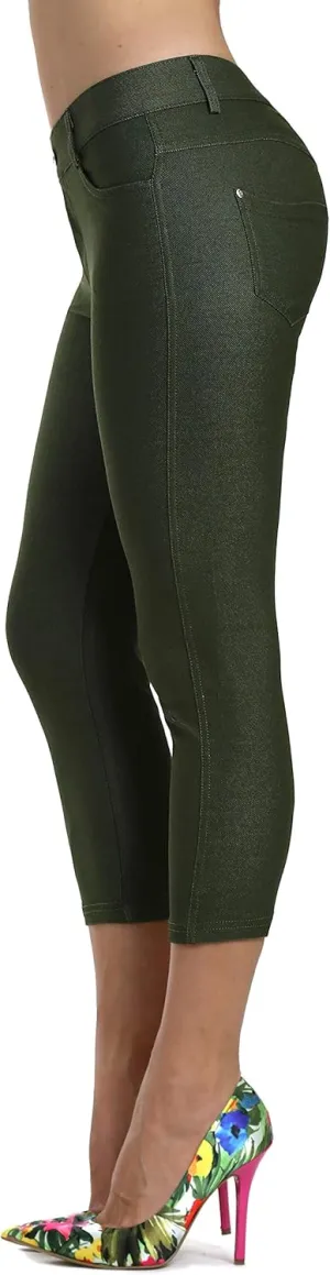 Prolific Health Women's Jean Look Jeggings Tights Slimming Many Colors Spandex Leggings Pants Capri S-XXXL