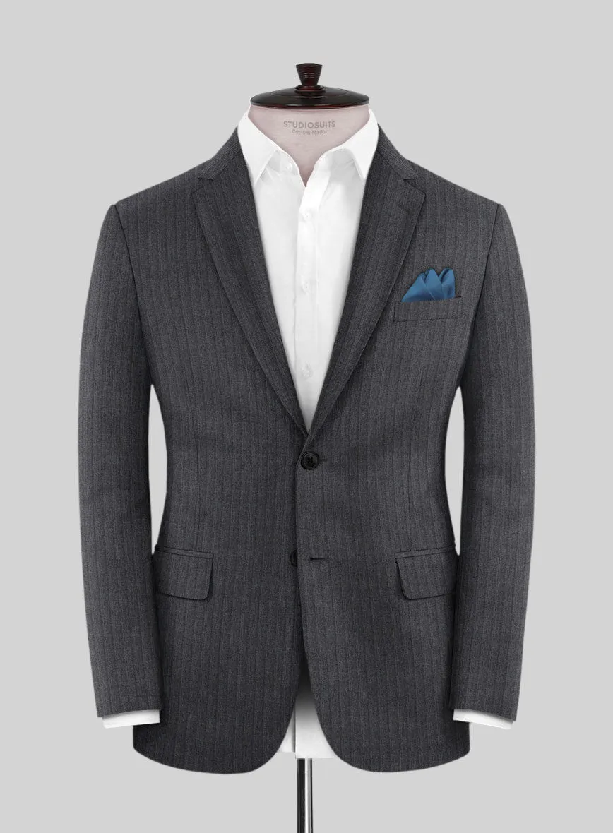 Scabal Tornado Stripes Dark Gray Wool Jacket