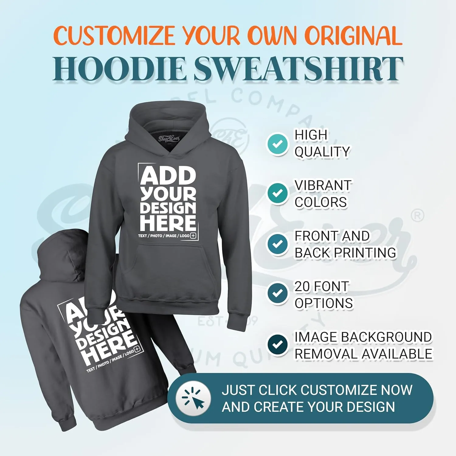 shop4ever Personalized Custom Design Your Own Front Back Hoodie Sweatshirt Customizable Sweatshirts