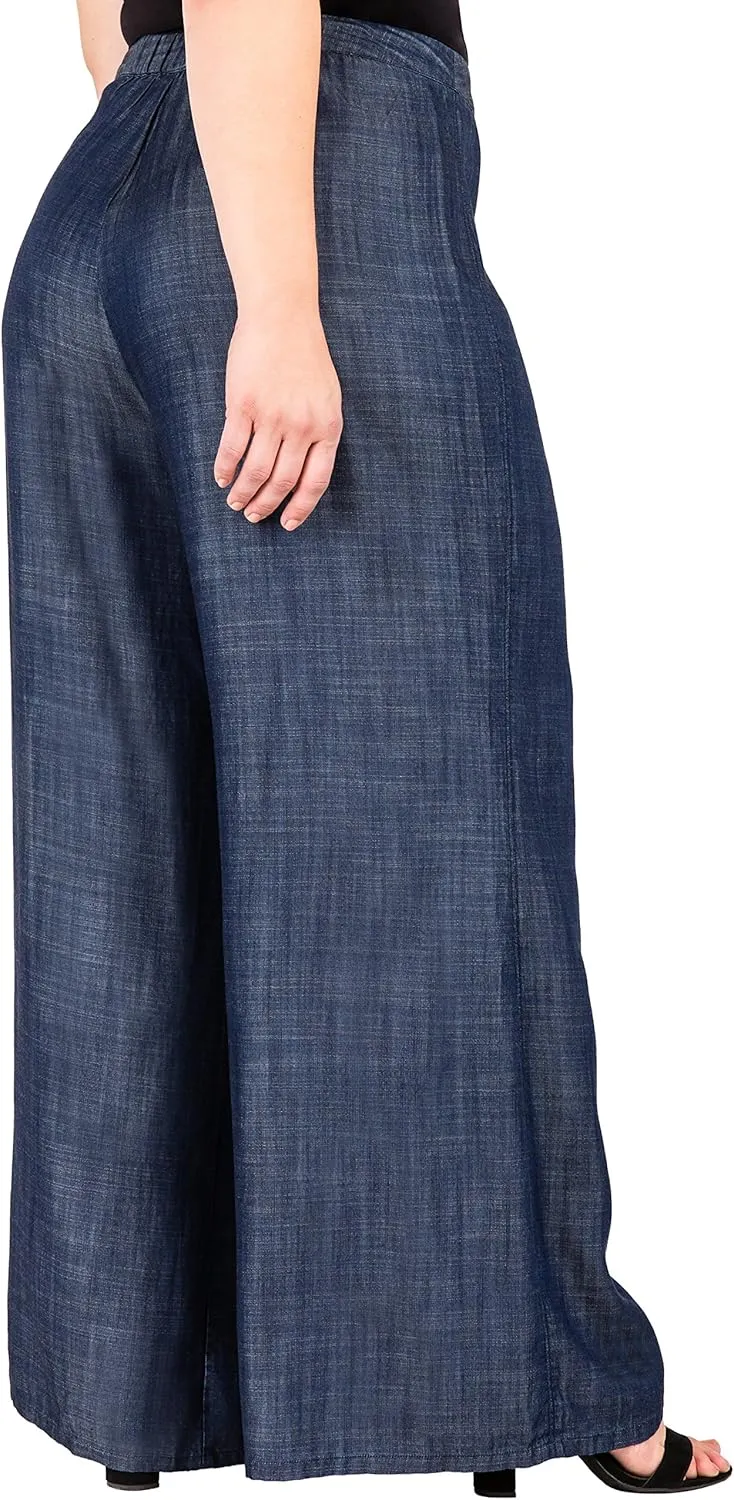 Standards & Practices Women’s Plus Size Tencel Denim Wide Leg Palazzo Pants Casual Style