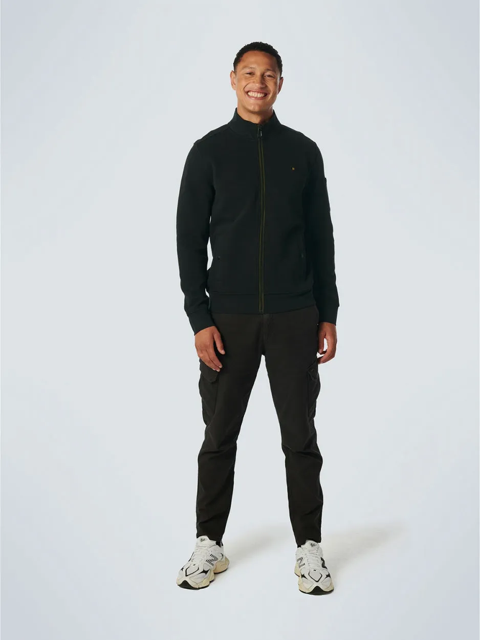 Sweater Full Zipper Double Layer Jacquard Stretch | Black