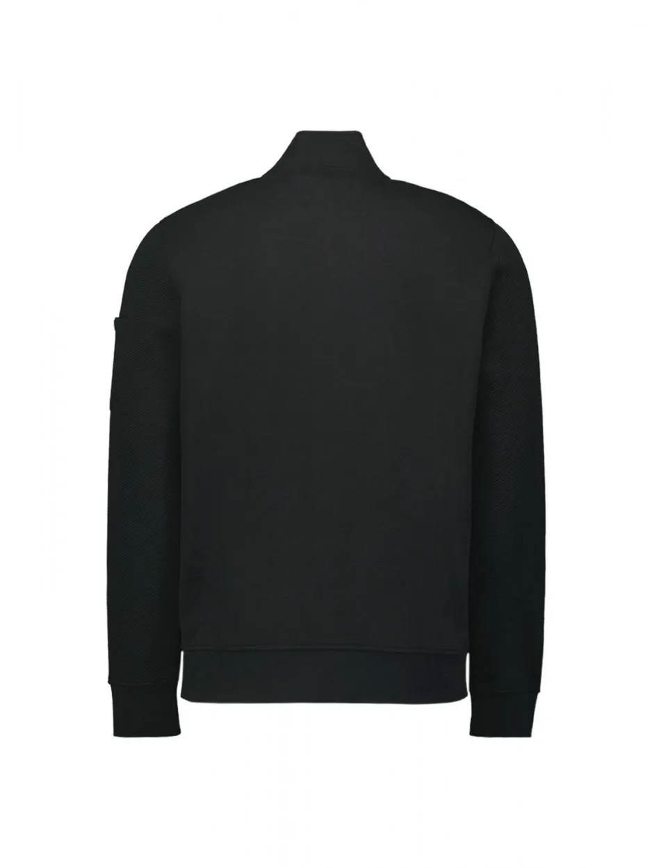 Sweater Full Zipper Double Layer Jacquard Stretch | Black