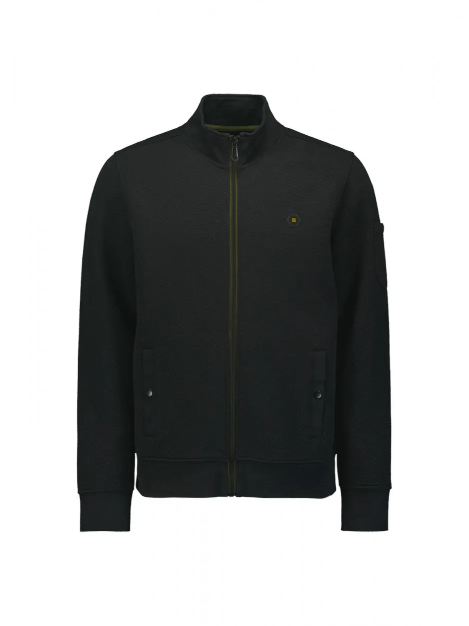 Sweater Full Zipper Double Layer Jacquard Stretch | Black