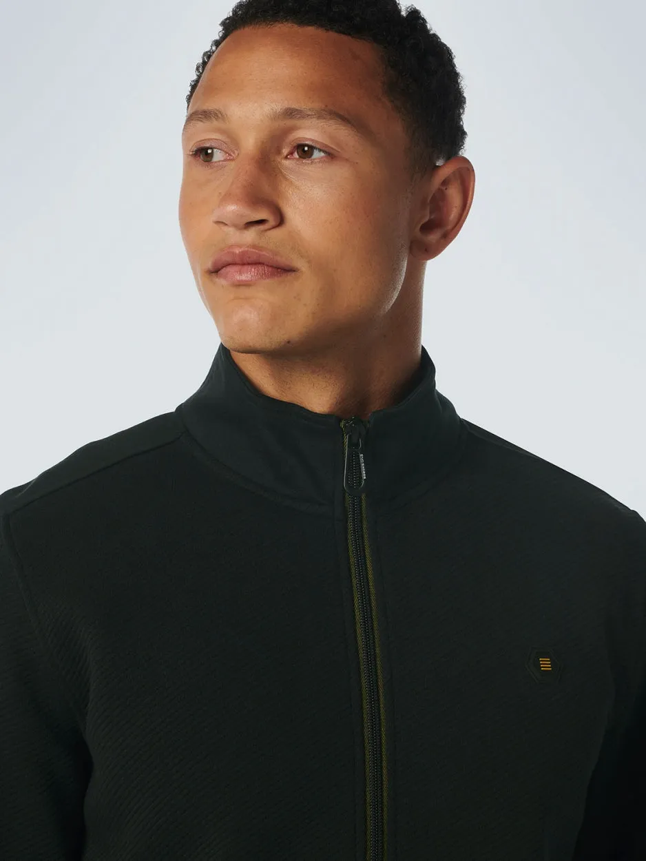 Sweater Full Zipper Double Layer Jacquard Stretch | Black