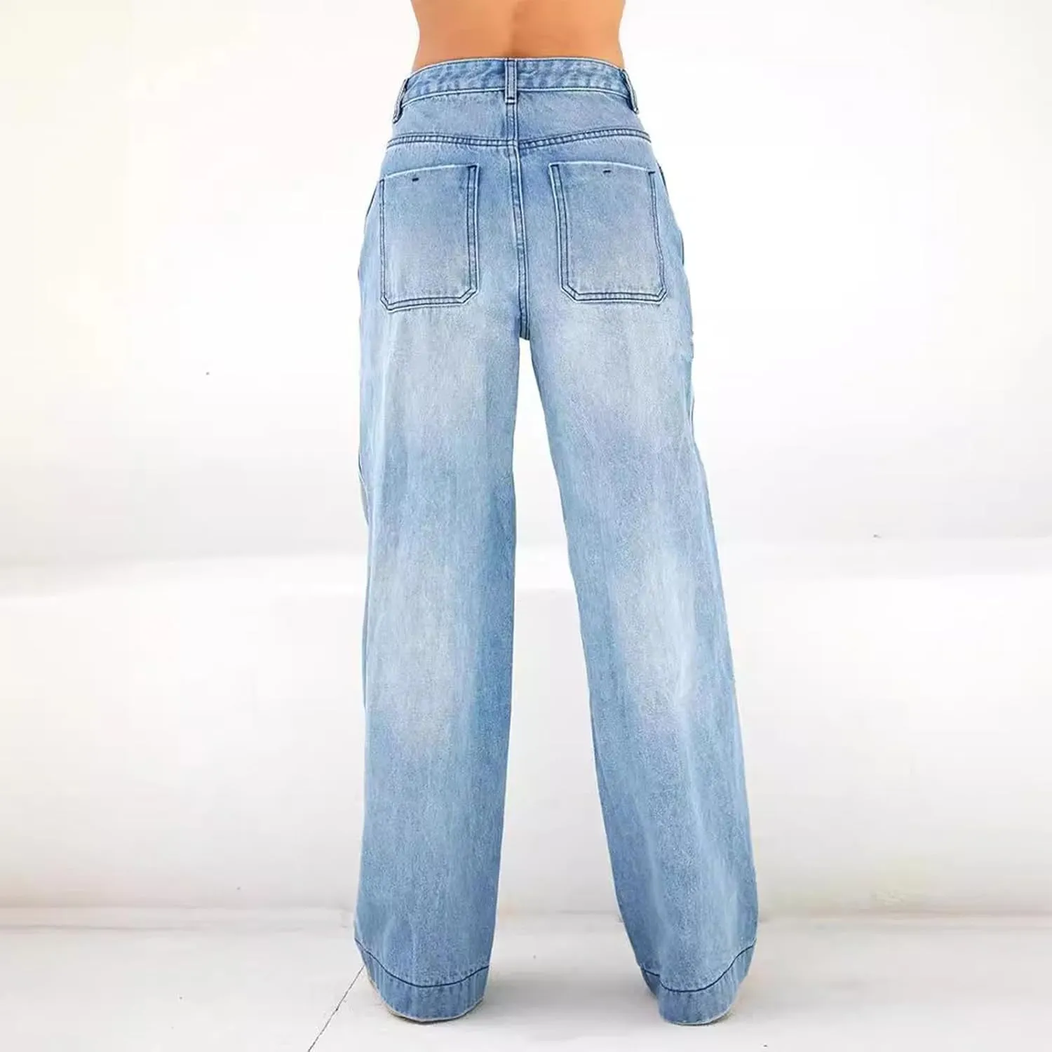Sweatpant Jeans for Women,Sweatpants That Look Like Jeans,Casual Baggy High Waisted Straight Stretch Denim Pants