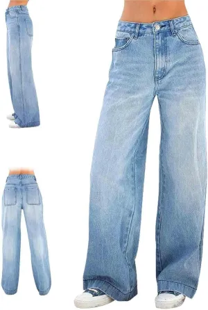 Sweatpant Jeans for Women,Sweatpants That Look Like Jeans,Casual Baggy High Waisted Straight Stretch Denim Pants