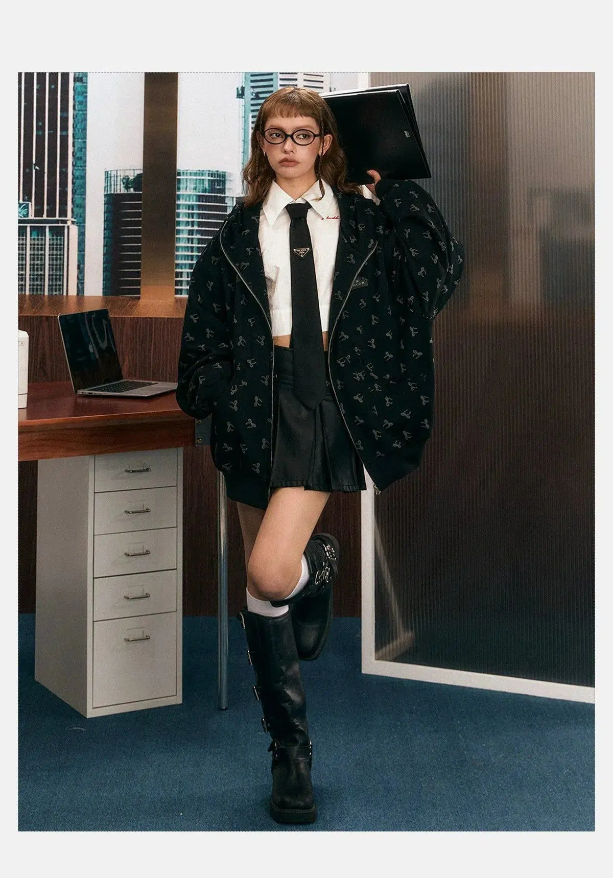 Tom Minimal Ribbon Bows Pattern Jacket
