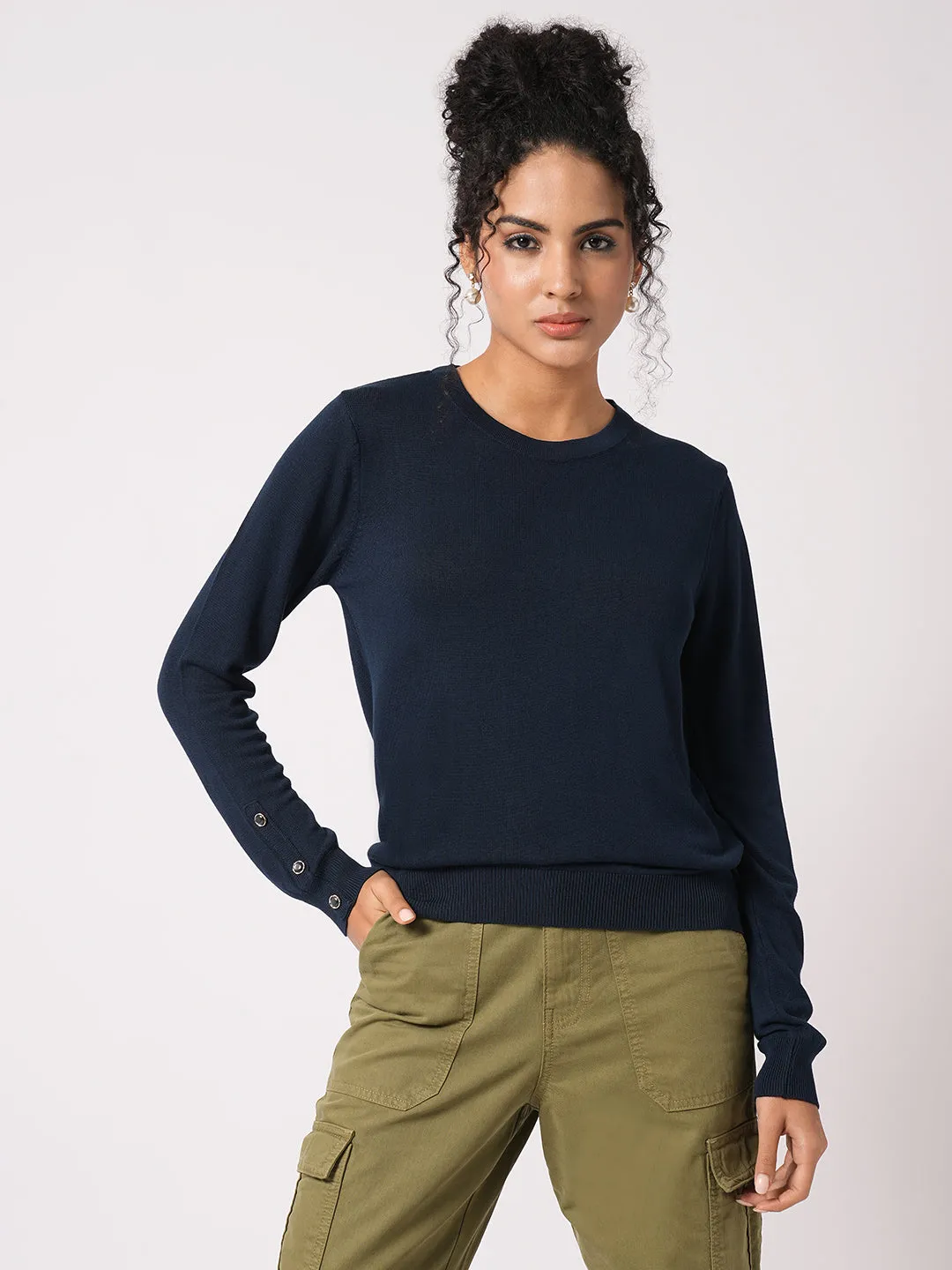 Women Slim Fit Airforce Regular T-Shirt