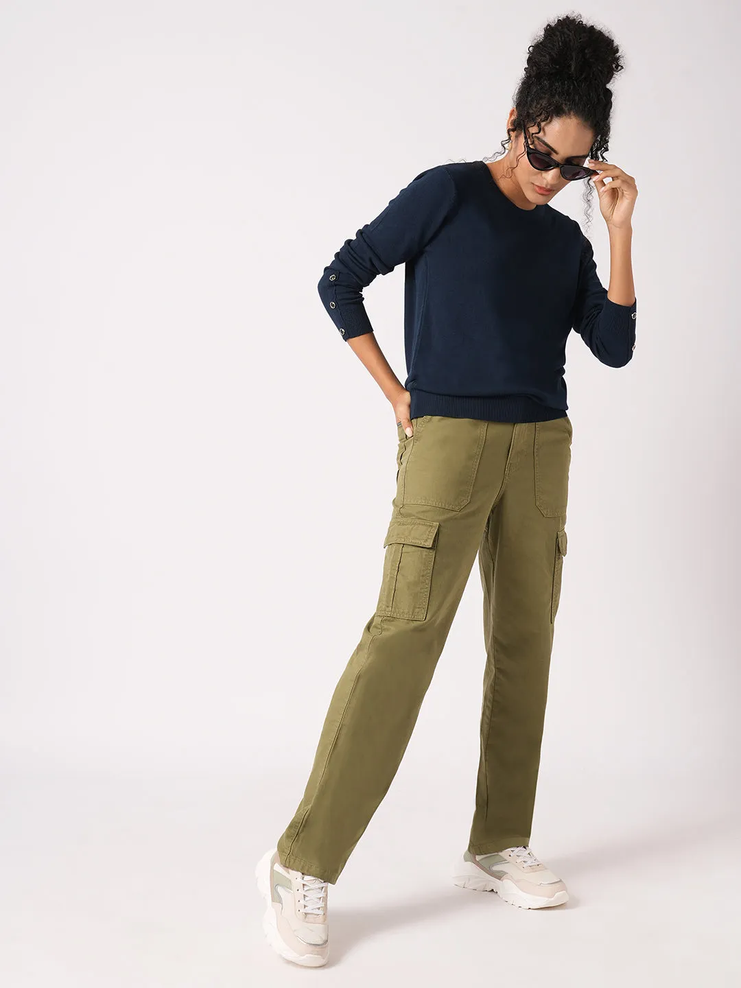 Women Slim Fit Airforce Regular T-Shirt
