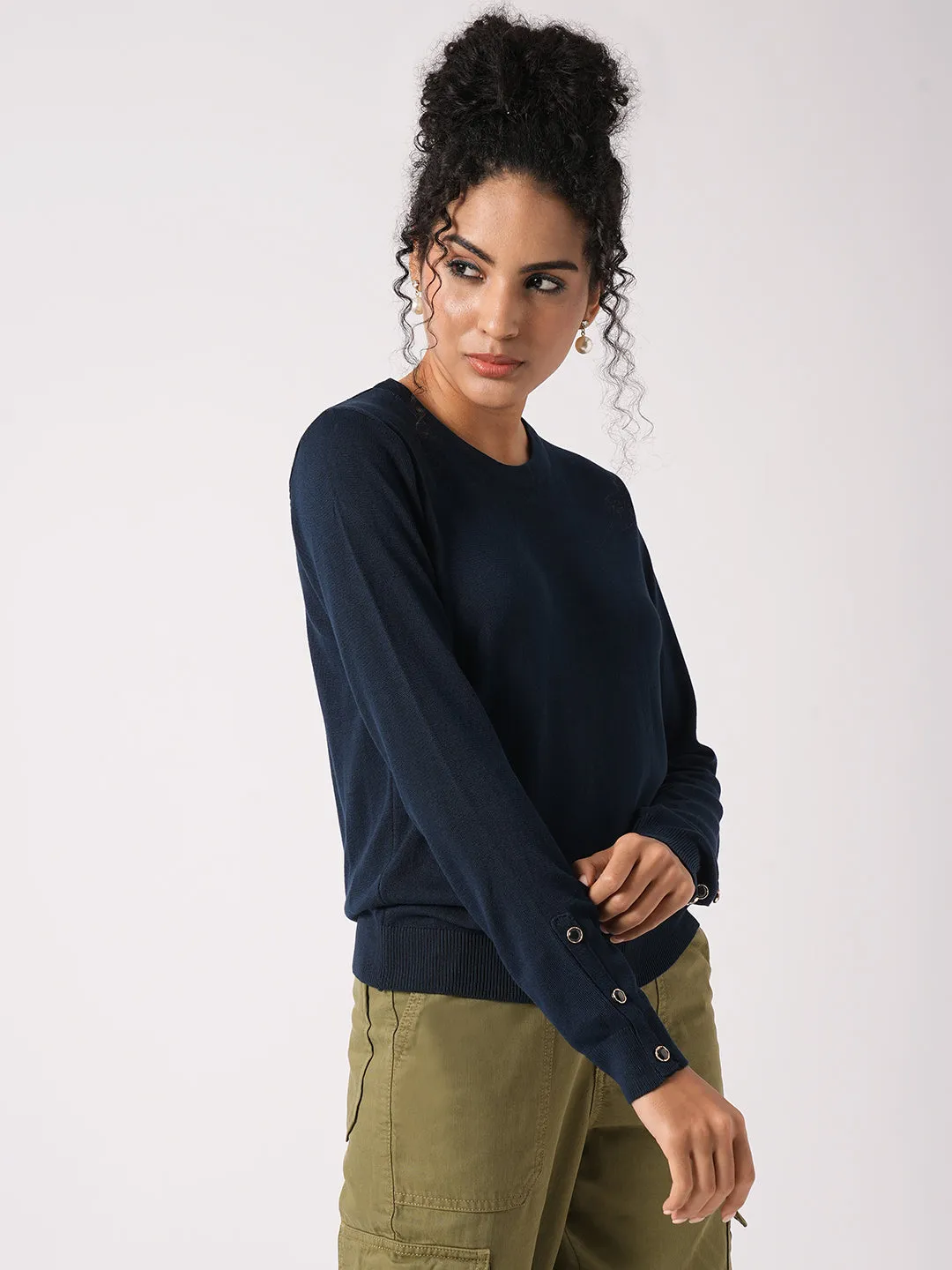 Women Slim Fit Airforce Regular T-Shirt