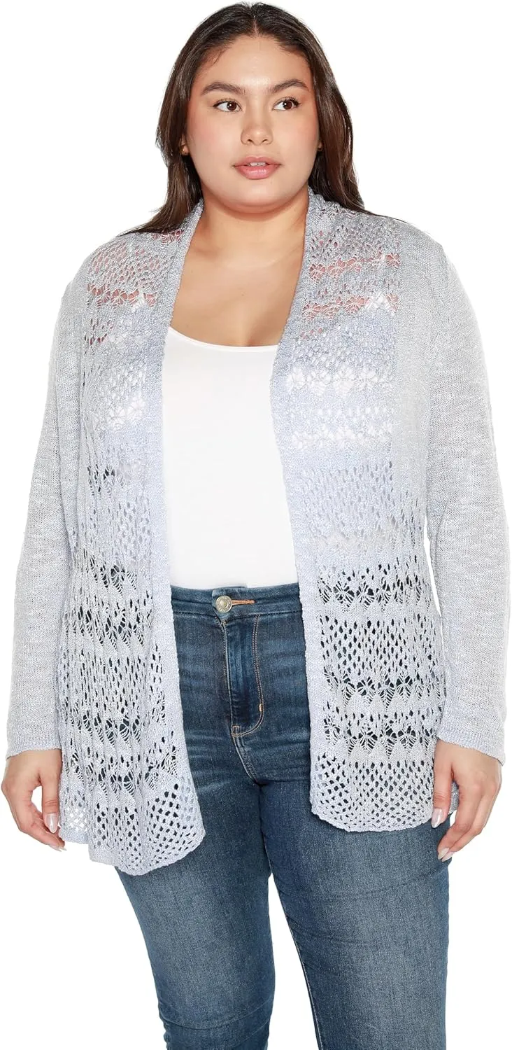 Womens Fashion Crochet Cardigan Long Sleeve Knit Cardigan Sweater