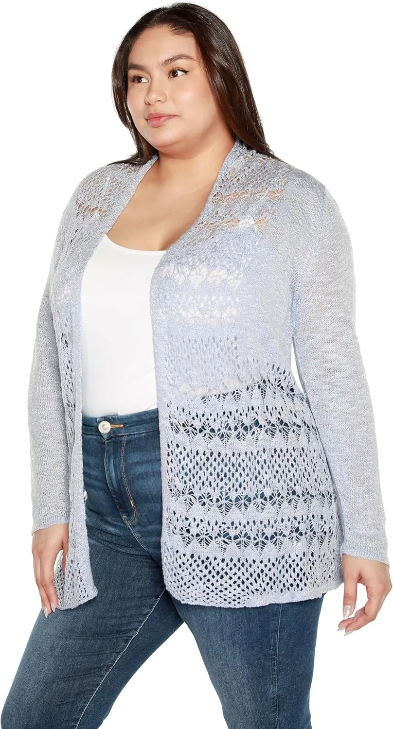 Womens Fashion Crochet Cardigan Long Sleeve Knit Cardigan Sweater